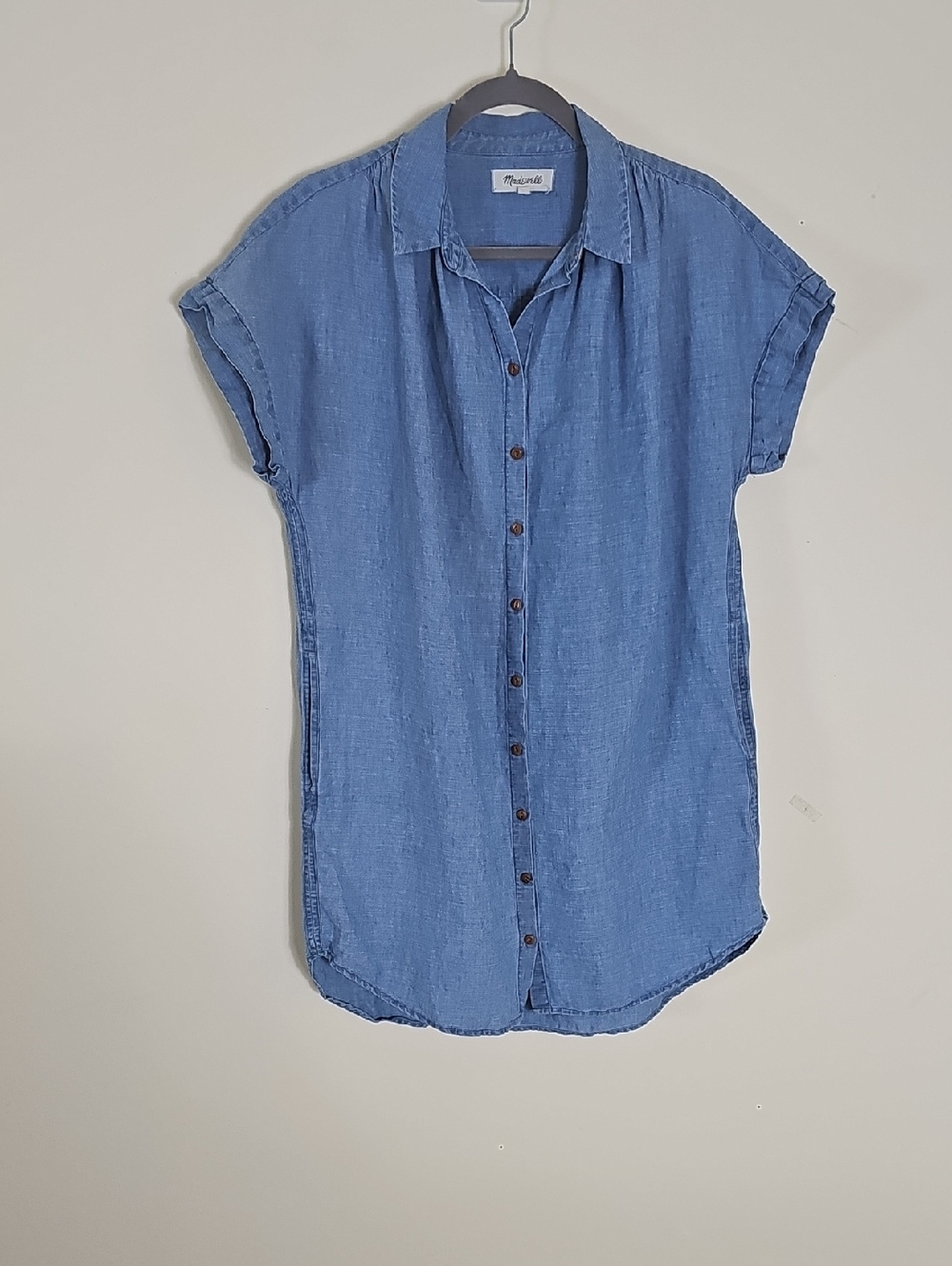 Madewell Light Blue Button-Up Tunic Shirt/ Dress Size M